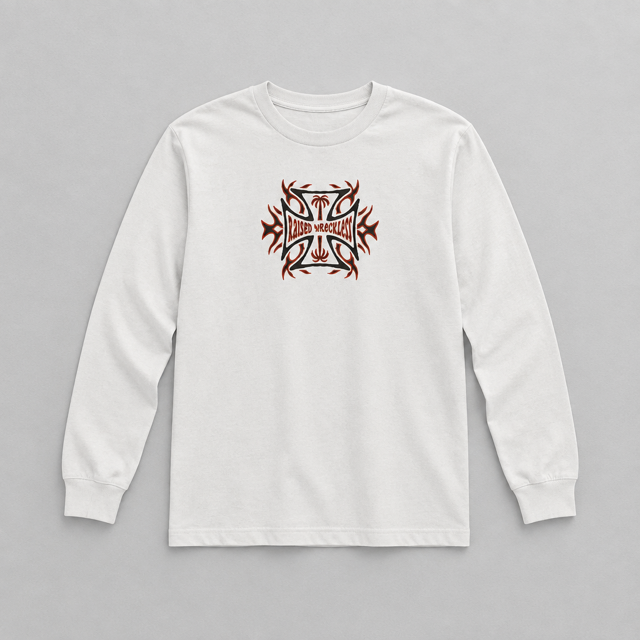 RW Cross Long Sleeve White Tee