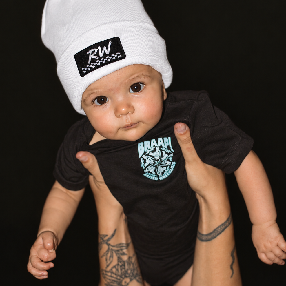 White Raised Wreckless Beanie