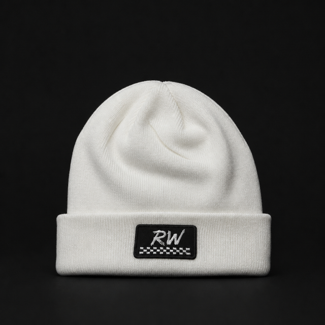 White Raised Wreckless Beanie
