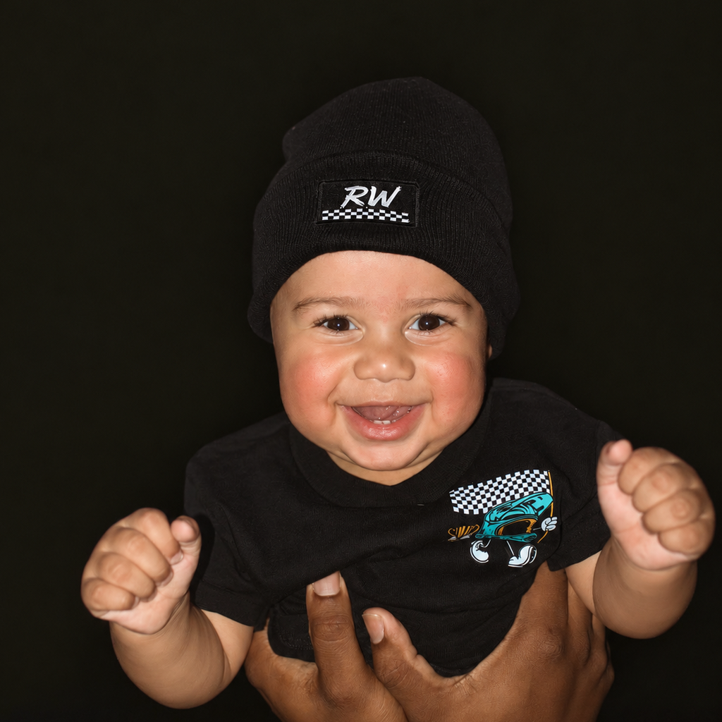 Black Raised Wreckless Beanie