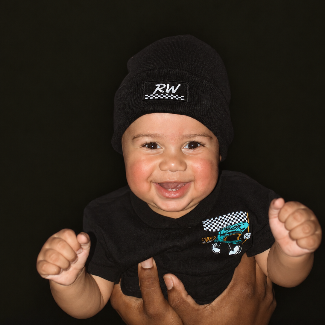 Black Raised Wreckless Beanie